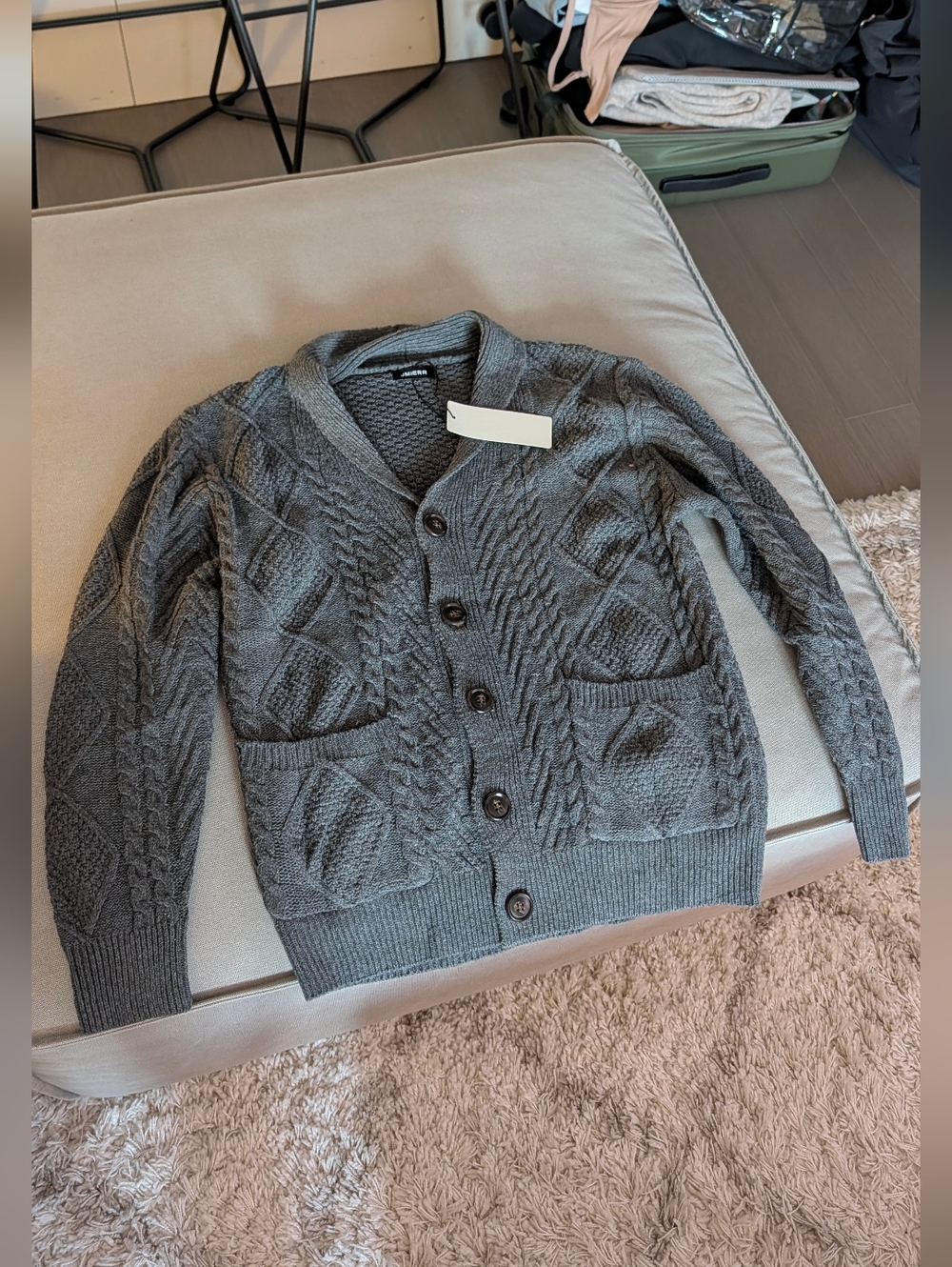 JMIERR Men's Casual Wool Blend Cardigan Sweaters Long Sleeve Shawl Collar Button